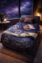 Cosmic Space Battle Blanket in Starry Night Style, Geek Fantasy Throw Sherpa / Minky
