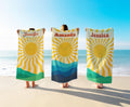 Personalized Beach Towel: Retro Sun & Waves, Custom Name