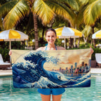 Miami Wave Beach Towel, Tropical Skyline Coastal Summer Towel