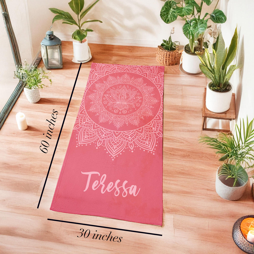 Personalized Yoga Towel: Custom Name, Absorbent Cotton Blend