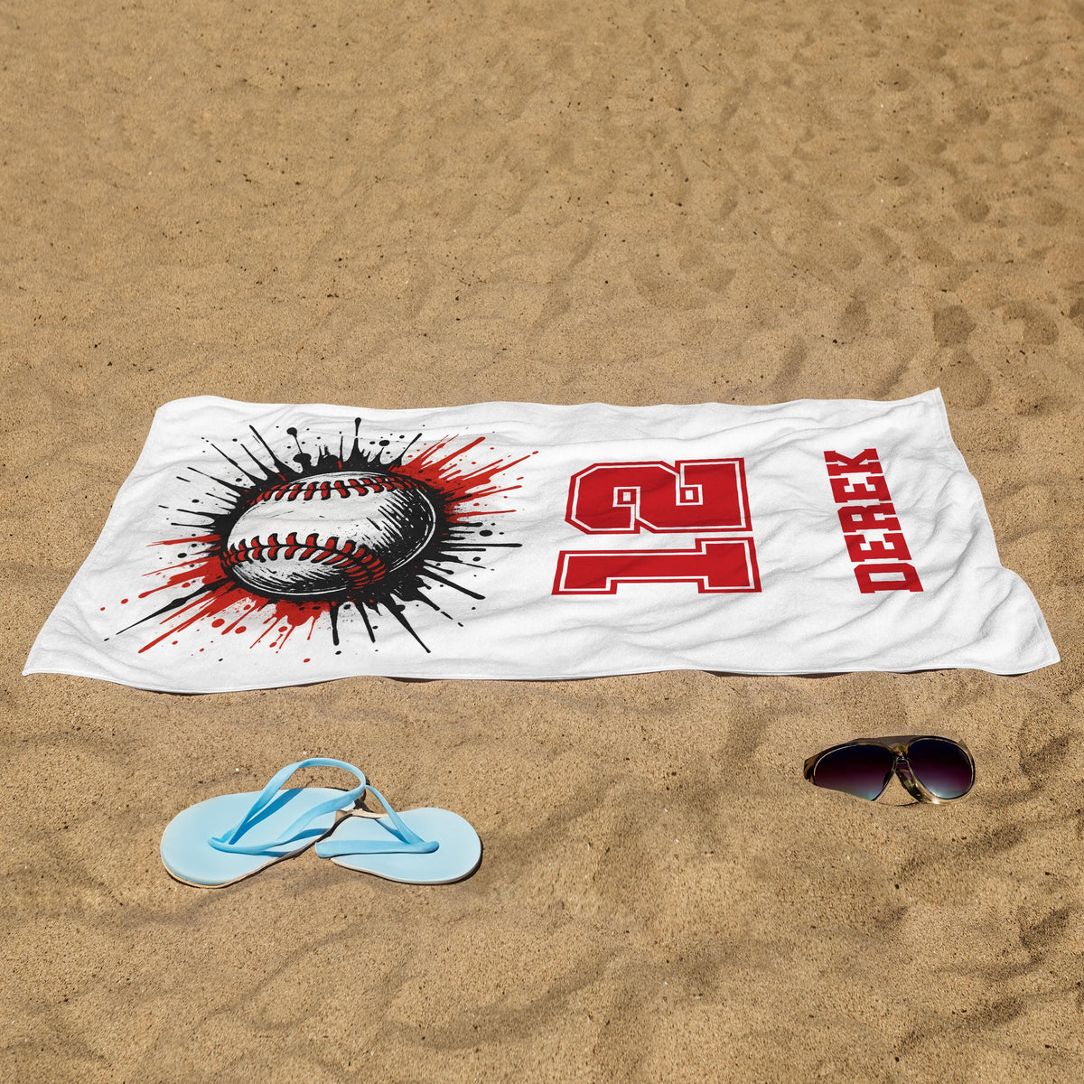 Personalized Baseball Towel: Custom Name & Number, Sports Fan Gift