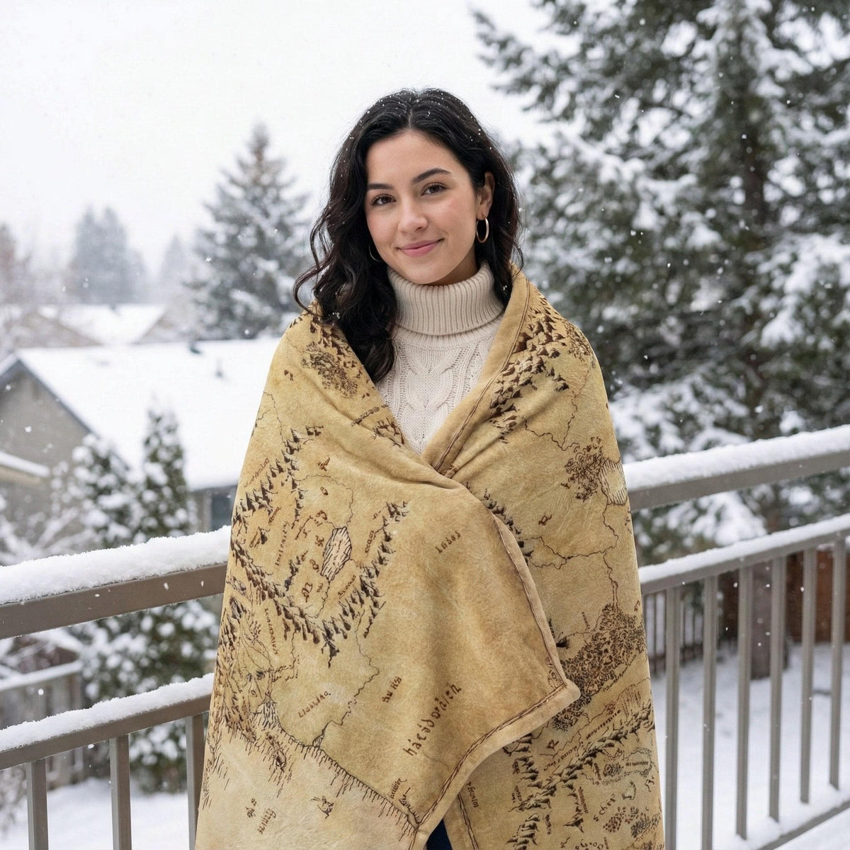 Fantasy World Map Blanket – Vintage Adventure Style Wall Art, Minky or Sherpa Cozy Blanket