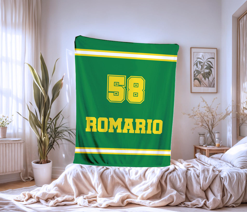 Personalized Varsity Blanket: Custom Name & Number, Minky or Sherpa
