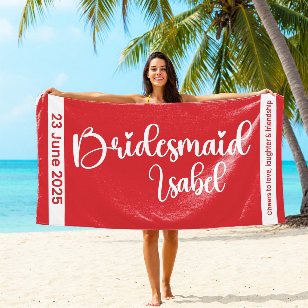 Personalized Bride Beach Towel: Crown Design, Wedding Date Gift