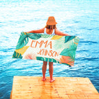Personalized Tropical Beach Towel: Custom Name, Quick-Dry Summer Gift