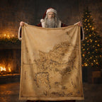 Fantasy World Map Blanket – Vintage Adventure Style Wall Art, Minky or Sherpa Cozy Blanket