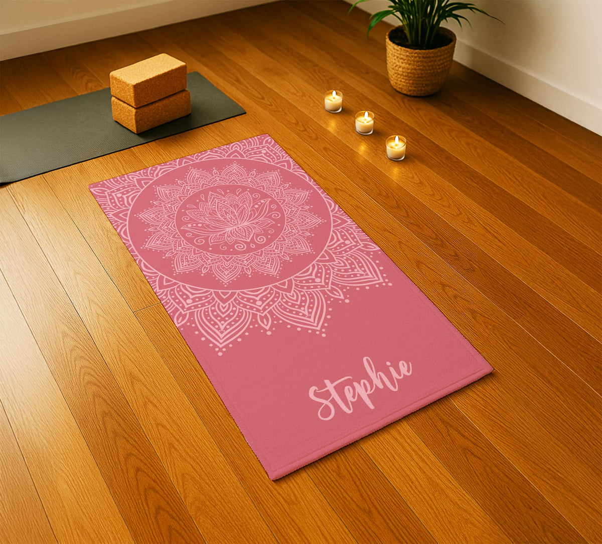 Personalized Yoga Towel: Custom Name, Absorbent Cotton Blend