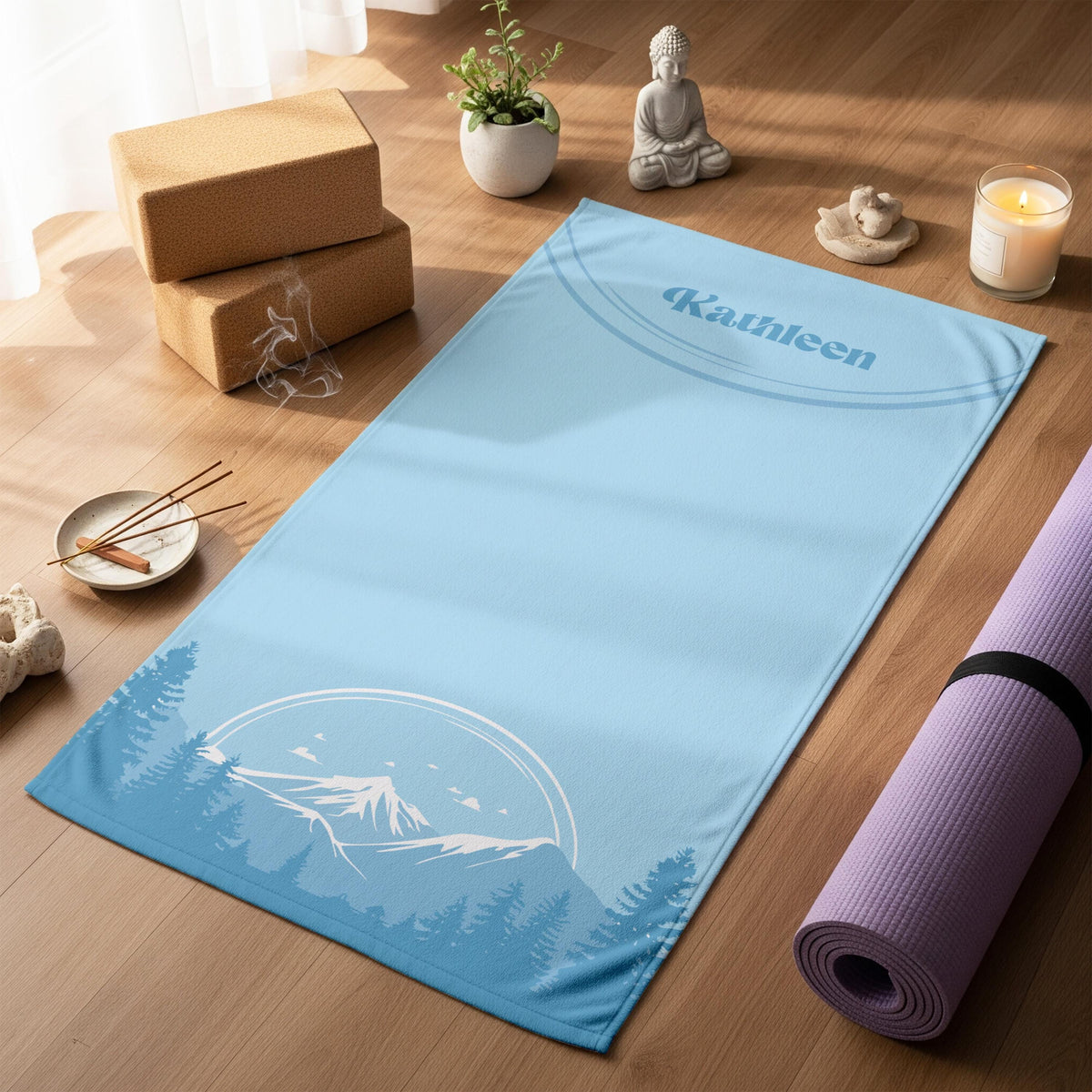 Mountain Yoga Towel – Personalized Custom Name Fitness Towel - image 1